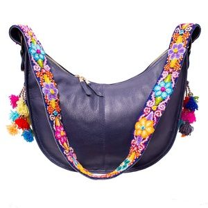 Cristina Orozco Dark Blue Leather Luna Handbag
